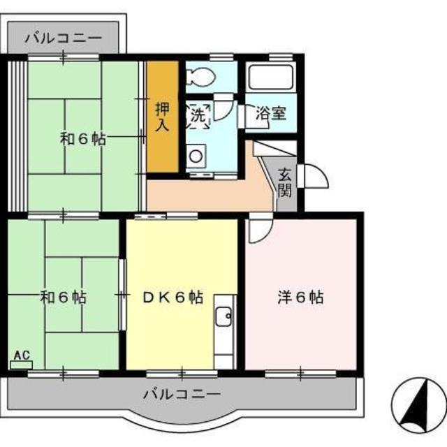 コーポラス望月(3DK/2階)の間取り写真