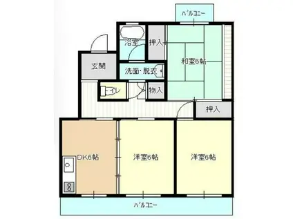 パレス富塚(3LDK/2階)の間取り写真