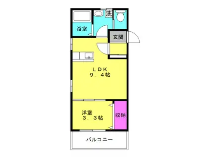 フェリーチェ浜の宮公園(1LDK/1階)の間取り写真