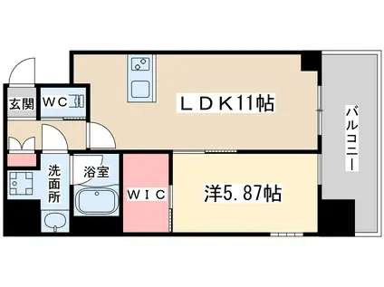 ラドゥセール天満(1LDK/11階)の間取り写真