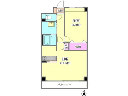 メイプルリーフ中溝(1LDK/6階)の間取り写真
