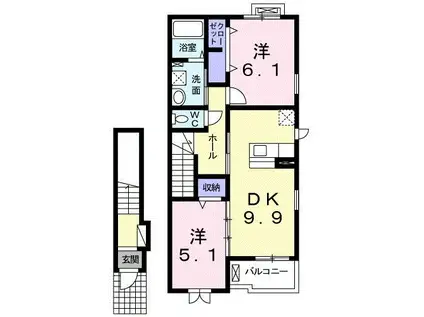 メゾン・ド・ソラ(2DK/2階)の間取り写真