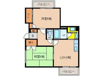マトリックス(2LDK/3階)の間取り写真