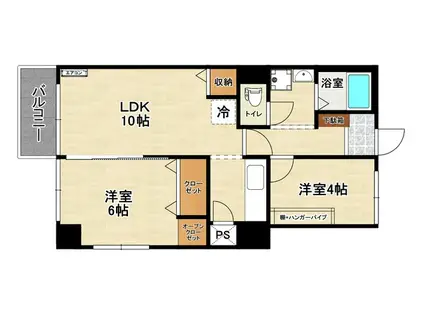 NOVA東口ビル(2LDK/4階)の間取り写真