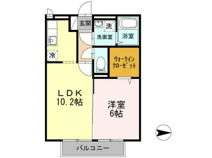 ガーデンヒルズ荒木(1LDK/2階)の間取り写真