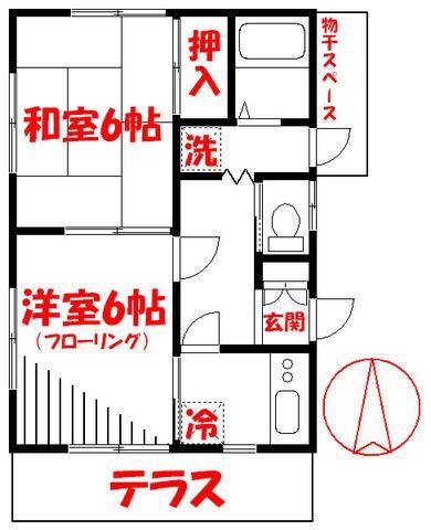 サングリーン(2K/1階)の間取り写真
