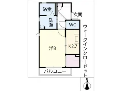 プランタン亀崎(1K/1階)の間取り写真