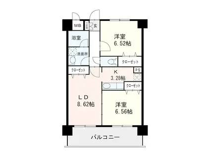 アンプルールベトン明永(2LDK/5階)の間取り写真