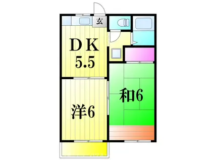 クローバーハイツ(2DK/2階)の間取り写真