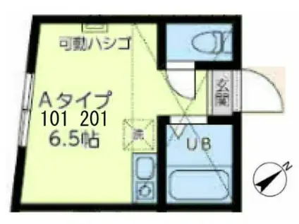 ユナイトホワイトフェザーズ桜木町(ワンルーム/2階)の間取り写真