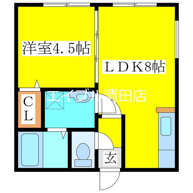 レーヴ清田(1LDK/2階)の間取り写真