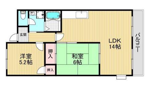 日吉壱番館(2LDK/2階)の間取り写真