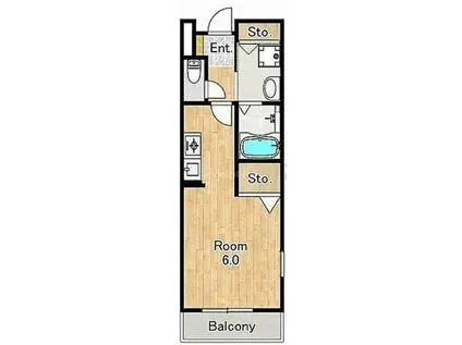 フィオリーレ(1K/1階)の間取り写真