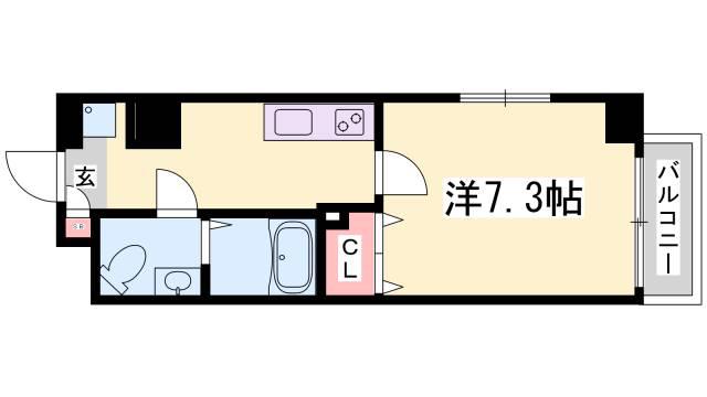 JPレジデンス神戸(1K/7階)の間取り写真