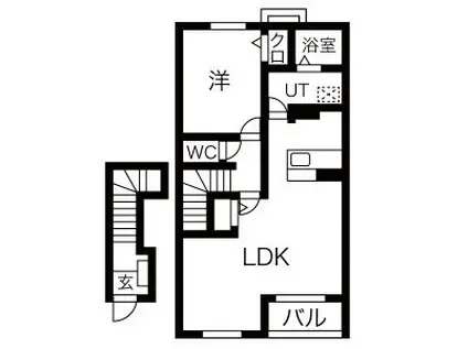 グロースハイツ新石切II(1LDK/2階)の間取り写真