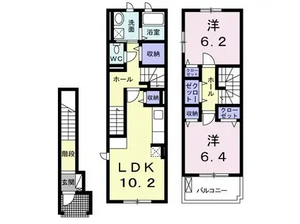 サングリーンB(2LDK/2階)の間取り写真