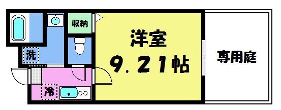 フラッティ花園春日(1K/1階)の間取り写真