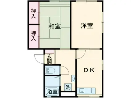 シティーハイム辻(2DK/1階)の間取り写真