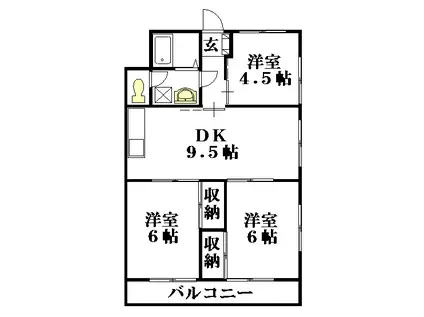 西尾ビル(3LDK/4階)の間取り写真