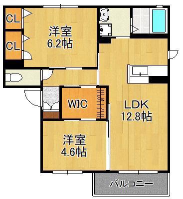 シャーメゾン谷町 A棟(2LDK/2階)の間取り写真