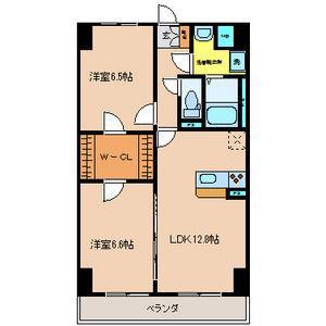 グラースリオ(2LDK/9階)の間取り写真