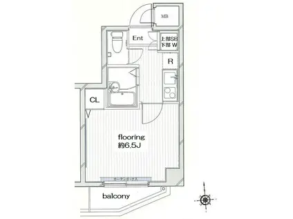 グランヴァン蔵前(1K/6階)の間取り写真