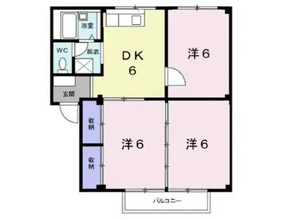 エメラルドハイツ(3DK/2階)の間取り写真