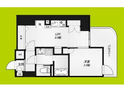 ALZA北浜(1LDK/7階)の間取り写真