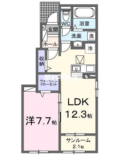 サンライズ玉名 II(1LDK/1階)の間取り写真