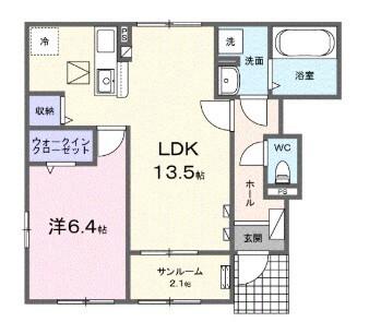 光テラス I(1LDK/1階)の間取り写真
