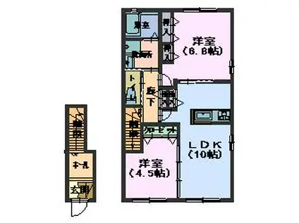 シャルマンコート(2LDK/2階)の間取り写真