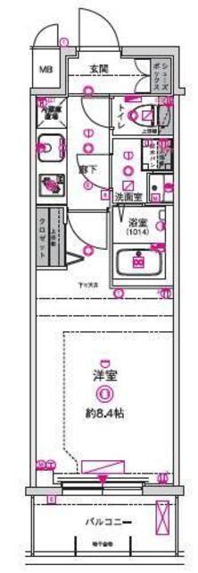 CREST TAPP京都太秦天神川DEX I(1K/2階)の間取り写真