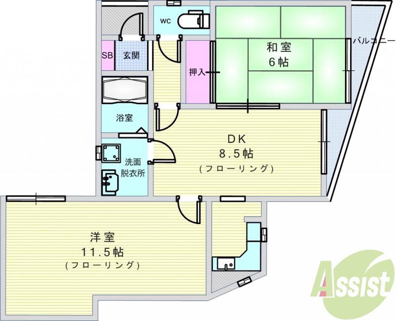 PAO南桜塚(2LDK/1階)の間取り写真