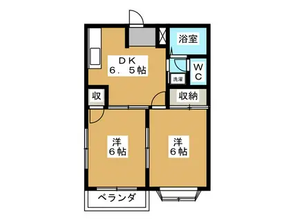 エルディム沙羅(2DK/2階)の間取り写真