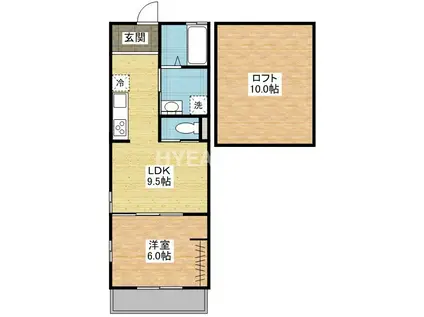ハイツタカシマ町名(1SLDK/2階)の間取り写真