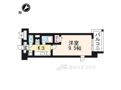 メゾンクレール3(1K/4階)の間取り写真