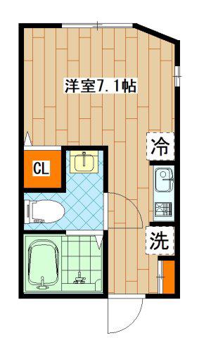 LAVIDABELLA横浜白楽(ワンルーム/1階)の間取り写真
