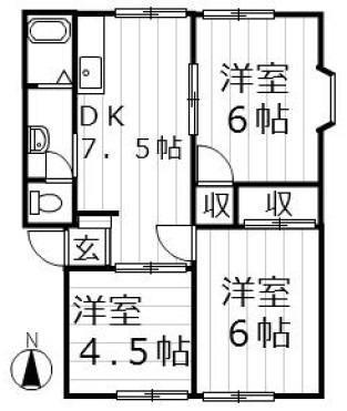 メゾン有明 A(3DK/1階)の間取り写真