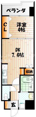 REGARIA KOKURA CENTER PLACE(1DK/8階)の間取り写真