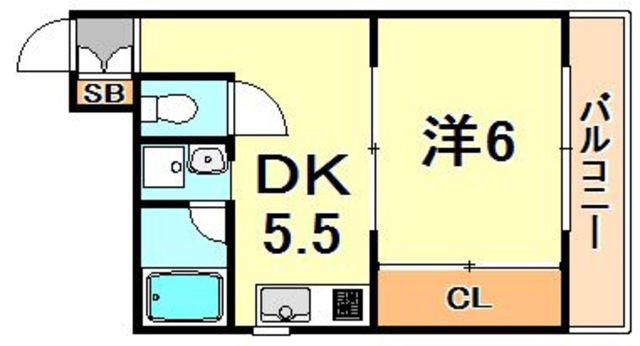 林マンション(1DK/2階)の間取り写真