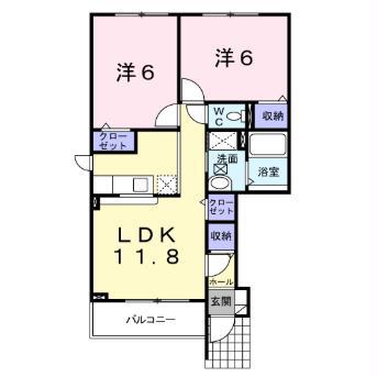 サニーベルレジデンス(2LDK/1階)の間取り写真