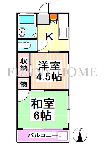 東湖ハイム(2K/2階)の間取り写真