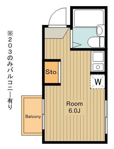 パステル鷹の台(ワンルーム/2階)の間取り写真