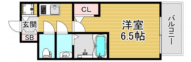 エスリードレジデンス大阪ウエスト(1K/4階)の間取り写真