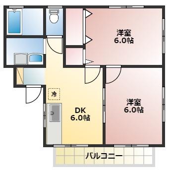 SELVA(2DK/2階)の間取り写真
