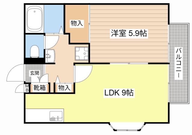 サンライフ東菓(1LDK/2階)の間取り写真