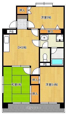 プレアール足立(3DK/3階)の間取り写真