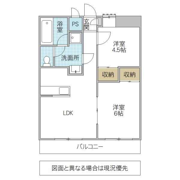OUTLOOK KASAHARA(2LDK/2階)の間取り写真