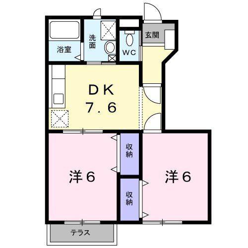 メゾン・アヴェニールB(2DK/1階)の間取り写真