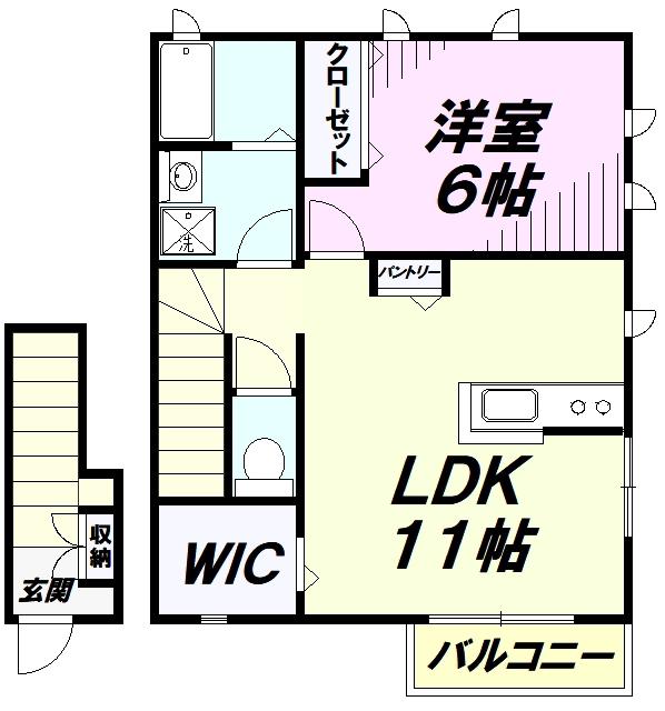 ルナコート(1LDK/2階)の間取り写真